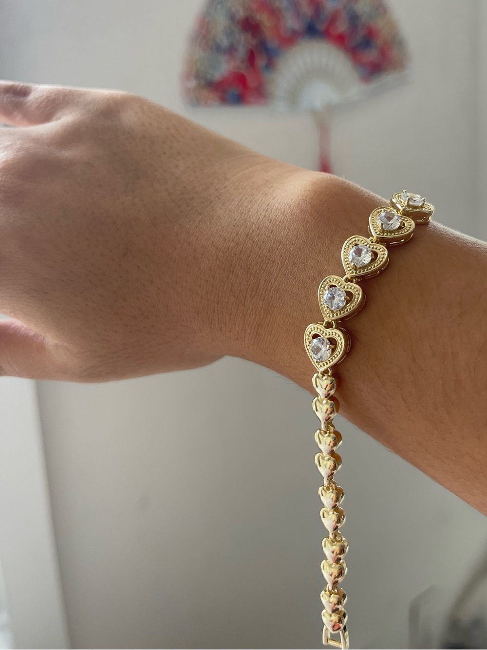 Gold Heart Link Bracelet -Women Jewelry